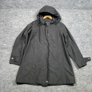 LL Bean H2OFF Rain Jacket Black Hooded Trench Coat Womens XS Petite OJNN1‎